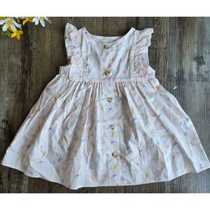 Starting Out Baby Girl White Seersucker Dress Bunny/Carrot/Easter Size 12m